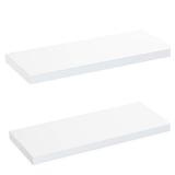 AMADA HOMEFURNISHING Floating Shelves White, 24 Inch Large Wall Shelf for Living Room, Bedroom, Bathroom, Kitchen Storage & Decor, Set of 2-AMFS06