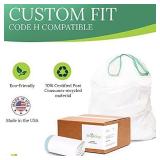 Compatible with Simple human Code H, 4 refill of 50 (200 Count), Eco-Friendly, White Custom Fit Drawstring Trash Bags, 8-9 Gallon, 30-35 Liter, 18.5" x 28", 1.2 Mil thick, Delight Bags are made in the