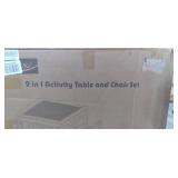 UTEX 2-in-1 Kids Multi Activity Table and 2 Chairs Set with Storage (Espresso with Gray Drawer)