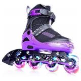 PAPAISON Adjustable Inline Skates for Kids and Adults with Full Light Up Wheels , Outdoor Roller Skates for Girls and Boys, Men and Women