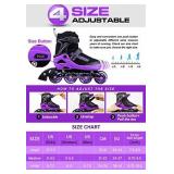 PAPAISON Adjustable Inline Skates for Kids and Adults with Full Light Up Wheels , Outdoor Roller Skates for Girls and Boys, Men and Women