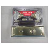 MORTISE LOCK WITH GLASS DOOR KNOBS SATIN NICKEL VINTAGE STYLE SKELETON KEY