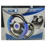 Ps2 V8 Plus Racer Racing Steering Wheel W/ Foot Pedals For Playstation pc