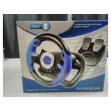 Ps2 V8 Plus Racer Racing Steering Wheel W/ Foot Pedals For Playstation PC