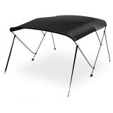 Waterproof Boat Bimini Top Cover - 67-72" W 3 Bow Bimini Top Canvas Sun Shade Boat Canopy -1" Double Wall Aluminum Frame Tube, 2 Straps 2 Rear Support Poles, Storage Boot -SereneLife SLBT3BK671- Retai