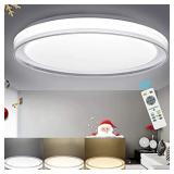 DLLT 48W Modern Dimmable Led Flush Mount Ceiling Light with Remote, 18.9 Inch Round Close to Ceiling Lights Fixture for Bedroom/Living Room/Dining Room Lighting, Timing, 3 Light Color Changeable- Reta