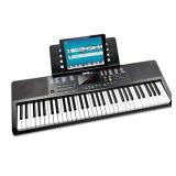 RockJam 61 Portable Electronic Keyboard with Key Note Stickers, Power Supply and Simply Piano App Content, Compact (RJ361)- Retail $69