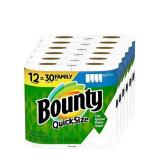 Bounty Quick-Size Paper Towels, 12 Family Rolls = 30 Regular Rolls