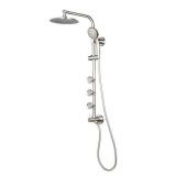 PULSE ShowerSpas 1089-BN Lanai Shower System with 8" Rain Showerhead, 5-Function Hand Shower, 3 Body Spray Jets, Adjustable Slide Bar, Brushed Nickel- Retail $219