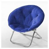 Urban Shop Faux Fur Saucer Chair with Metal Frame, One Size, Blue- Retail $71