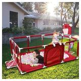 Bouncats Baby Playpen,Kids Large Playard, Kids Baby Ball Pitwith 40PCS Pit Balls,Indoor & Outdoor Kids Activity Center,Infant Safety Gates with Breath- Retail $103