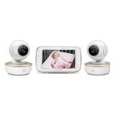 Motorola Video Baby Monitor - 2 Wide Angle HD Cameras with Infrared Night Vision and Remote Pan, Tilt, Zoom - 5-Inch LCD Color Display with Split Screen View, Room Temperature and Sound Alert MBP50-G2