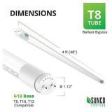 Sunco Lighting 30 Pack T8 LED 4FT Tube Light Bulbs Ballast Bypass Fluorescent Replacement, 5000K Daylight, 18W=40W, Clear Cover, Retrofit, Single Ended Power (SEP), Commercial Grade â UL, DLC- Re
