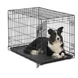 Dog Crate MidWest ICrate 36 Inch Folding Metal Dog Crate w/ Divider Panel Intermediate Dog Breed, Black