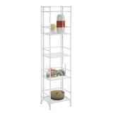 Convenience Concepts Xtra Storage 5 Tier Folding Metal Shelf, White- Retail $52