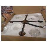 Warehouse of Tiffany HM084/5 Carson Carrington McKinnon 5-Light Matte Black and Gold Glass Globe Shades Chandelier- Retail $209