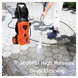 WHOLESUN 3000PSI Electric Pressure Washer 2.4GPM Power Washer 1600W High Pressure Cleaner Machine with 4 Nozzles Foam Cannon for Cars, Homes, Driveways, Patios (Organe)-"Retail $157