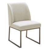 Amazon Brand â Rivet Contemporary Dining Chair with Brass Metal Base, 34"H, Chalk- Retail $175