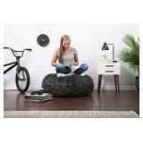 STOP Ottoman in Shag, Light Gray