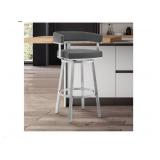 Cohen 30" Gray Faux Leather And Brushed Stainless Steel Swivel Bar Stool LCLRBABSGR30