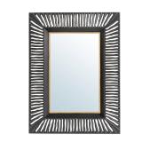 Glitzhome 34.50 in. H x 26 in. W Oversized Modern Black and Gold Metal Wall Mirror