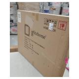 Glitzhome 34.50 in. H x 26 in. W Oversized Modern Black and Gold Metal Wall Mirror