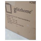 Glitzhome 34.50 in. H x 26 in. W Oversized Modern Black and Gold Metal Wall Mirror