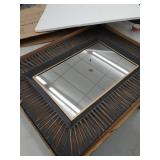 Glitzhome 34.50 in. H x 26 in. W Oversized Modern Black and Gold Metal Wall Mirror