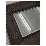Glitzhome 34.50 in. H x 26 in. W Oversized Modern Black and Gold Metal Wall Mirror