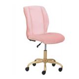 Mainstays Plush Velvet Office Chair, Pearl Blush/white