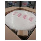 HomePop Round Leatherette Storage Ottoman with Lid Ivory K6862-E848