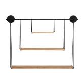 Stratton Home Decor 3 Tier Metal & Wood Wall Shelf, Black S33488