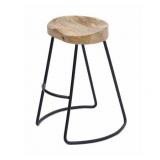 Wooden Saddle Seat Brown Barstool with Tubular Metal Base- Retail:$118.99 ( ONLY ONE STOOL) UPT-37910