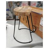 Wooden Saddle Seat Brown Barstool with Tubular Metal Base- Retail:$118.99 ( ONLY ONE STOOL) UPT-37910