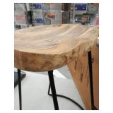 Wooden Saddle Seat Brown Barstool with Tubular Metal Base- Retail:$118.99 ( ONLY ONE STOOL) UPT-37910
