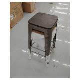 Elite Living rochelle backless stool with wood seat rust brushed gunmetal k36-yf-2