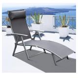Outsunny Steel Fabric Outdoor Folding Chaise Lounge Chair Recliner with Portable Design & Adjustable Backrest - Grey- Retail:$106.99 84B-184GY