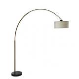 Q-Max Steel Adjustable Arching 81-inch Floor Lamp with Beige Shade and Black Marble Base- Retail:$184.99 SH-6938ES