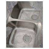 Topmount Drop-In 18-Gauge Stainless Steel 33-1/8 in. x 22 in. x 9 in. 1 Faucet Hole 60/40 Double Bowl Kitchen Sink Dish Rack- Retail:$159.99 MISSING ACCESSORIES