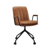 Art Leon Elly Brown Faux Leather Swivel Task Chair with Armrest DC019-YELLOWBROWN