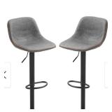 HOMCOM Swivel Bar Stools Set of 2 Bar Height Chairs Adjustable Height Barstool PU Leather Padded with Back - Retail:$233.99. 835-327GY