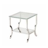 Coaster 720337-CO 1 Shelf Glass Top End Table, Chrome