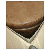HomePop Large Leatherette Storage Ottoman - Distressed Brown Faux Leather- Retail:$105.99 K6862- YDQY-2