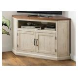 The Gray Barn Danebury Rustic 50-inch Solid Wood Corner TV Stand- Antique White,