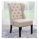 Abbyson Sierra Tufted Cream Linen Wingback Dining Chair- SKU: 5031-48243890