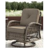Brown- Corvus Livorno Outdoor 3-piece Wicker Chat Set with Swivel Chairs- PO#:2020-YN-030