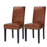 Glitzhome Set of 2 Upholstered PU Dining Chair with Studded Decor- , UPC: 2000600006