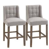 HOMCOM Modern Counter Height Bar Stools Set of 2 Tufted Upholstered Bar Chairs , Beige, ITEM#: 835-485CW