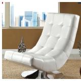 Furniture of America Poss Modern Faux Leather Swivel Chair - White,