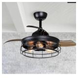 Industrial 36-inch Black 3-Blade Ceiling Fan with Light Kit - 36-in- Retail:$169.99 HFALGR